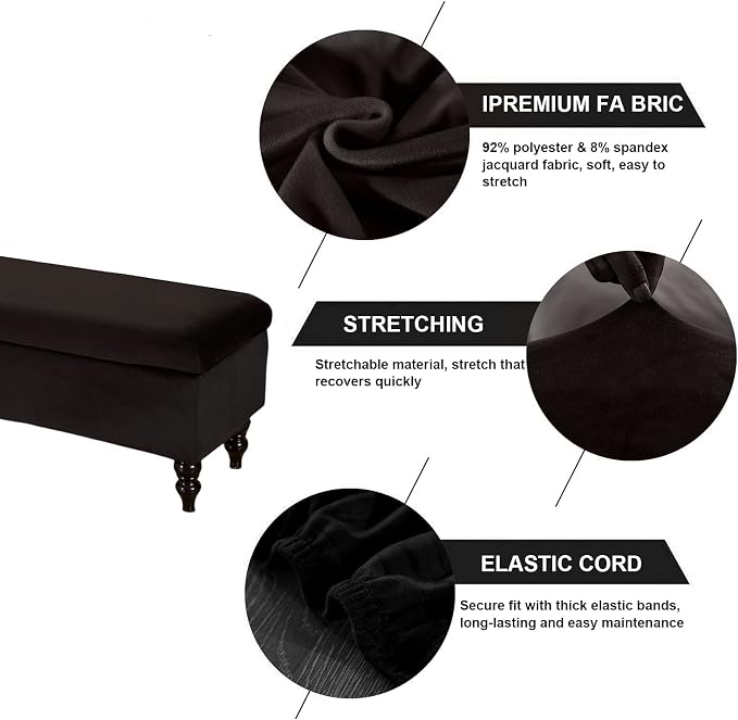 FUANGUI Ottoman Cover Slipcovers Rectangular Folding Stretch | Storage Bench Footrest Sofa Stool Covers Footstool Protector with Elastic Bottom, Removable Washable,Medium