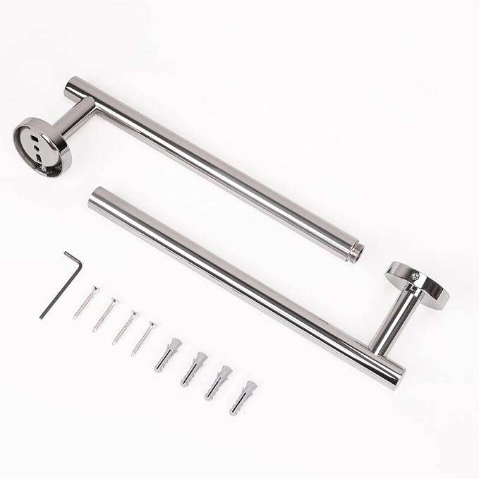 HITSLAM Chrome 18 Inch Towel Bar for Bathroom, SUS304 Stainless Steel Bathroom Towel Rack Wall Mounted, Modern Home Decor Bath Towel Holder with Hardware Accessories (Total Length 19.8 Inch)