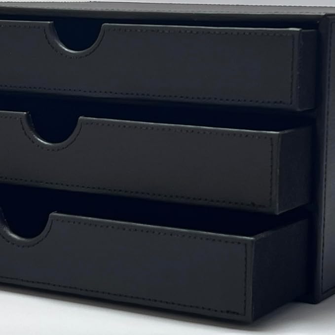 UnionBasic Document Organizer, 3-Drawer File Cabinet Document Storage Box, Office Desktop Filing Organizer, Black