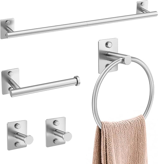5 Pieces Bathroom Hardware Accessories Set Brushed Nickel Towel Bar Set Stainless Steel Towel Racks for Bathroom,Wall-Mounted 23.6 inch