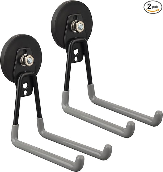 ULIBERMAGNET Magnetic Garage Hook, Cordless Drill Hooks Heavy Duty,Power Tool Organizer,Large Manget with Hooks for Workshop Organization,2 Pack Hook for Drill,Garden Tool(Gray)