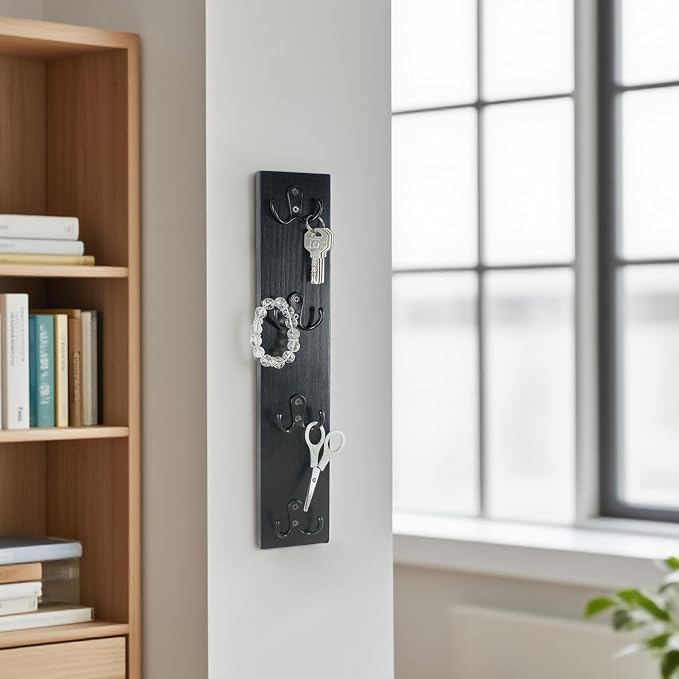 Yohsnor Vertical Key Holder for Wall,Space-Saving Hook Rack for Key,Wallet | Durable Wooden Wall Mount Key Rack,Stylish Home Decor for Entryway,Ideal for Small Spaces & Versatile Storage Solutions