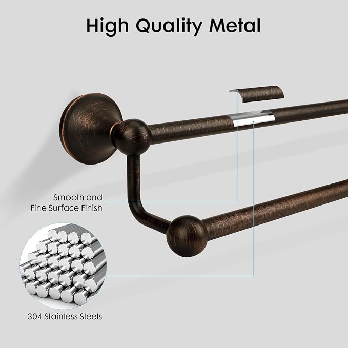 Antique Bathroom Double Towel Bar Oil Rubbed Bronze, 24 Inch Towel Racks for Bathroom Wall Mounted,Bathroom Towel Holder Bronze,Two Towel Rod Hanger for Hotel