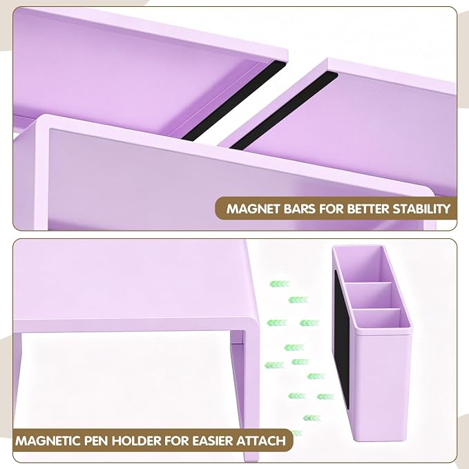 LEKETREE Dual Monitor Stand Riser with Drawer, Desk Organizer and Accessories, Monitor Stand for Desk, Desktop Stand for Computer, Laptop, TV and More (Purple)
