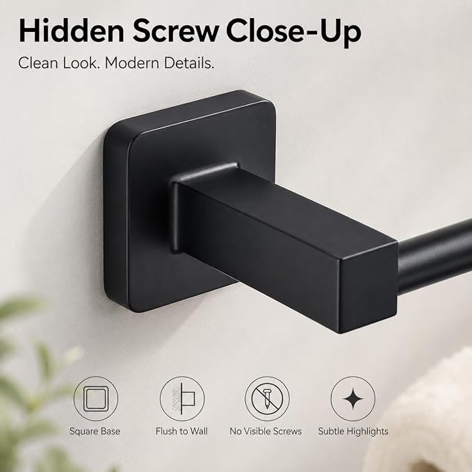 Matte Black Bathroom Hardware Set 4 Pieces,Towel Bar Set Stainless Steel Wall Mounted, Includes 16In Hand Towel Bar, Towel Ring, Robe Towel Hooks,Toilet Paper Holder, Bathroom Towel Rack Set