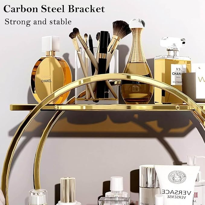 Perfume Organizer, 2-Tier Bathroom Countertop Organizer and Storage | Gold Makeup Organizer for Vanity, Counter Shelf Bathroom Accessories & Decor, Skincare Trays Perfume Holder Cosmetic Display