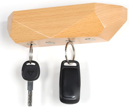 Key Holder Wall Mount Magnetic Key Holder Key Rack Key Hanger Key Hooks for Wall, Home Decor, House Decor, Apartment Decor, Living Room (Wood)