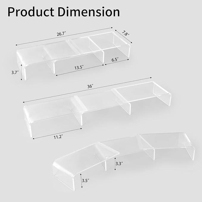 LEKETREE Acrylic Monitor Stand , Clear Monitor Stand for Desk, Computer Accessories for Home Office, Desk Organizer Shelf for Laptop, PC, Multi Media and more