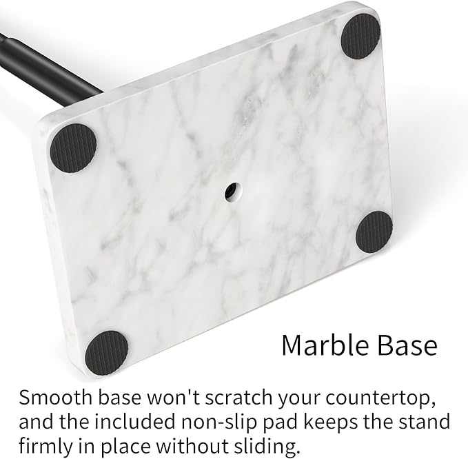STWWO Hand Towel Holder for Bathroom, Towel Rack Stand Kitchen & Countertop 11~18.8IN Adjustable Retractable T-Shape, Marble Base Matte Black