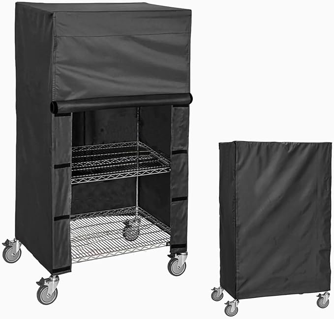 Shelf Cover for Wire Shelving Rack, Fits 30"x14"x62" Storage Rack | Waterproof Dust Shelving Cover, Roll-Up Door with Nylon Buckle Straps, for Rack in Garage, Pantry (No Shelves)