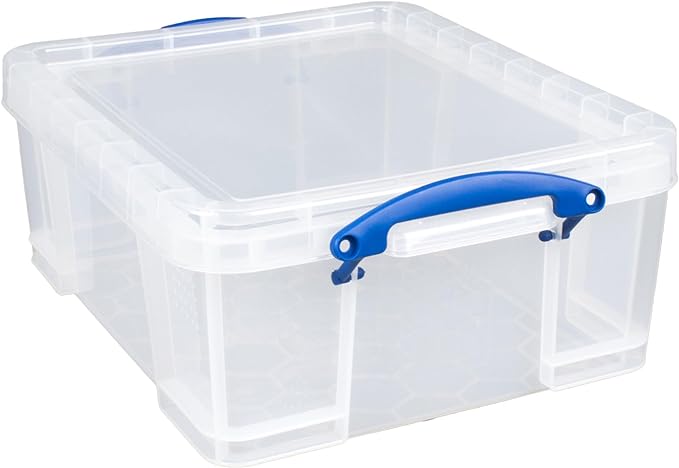 Really Useful Box 3 Pack 17L Plastic Storage Bins with Snap Lids and Clip Lock, Clear
