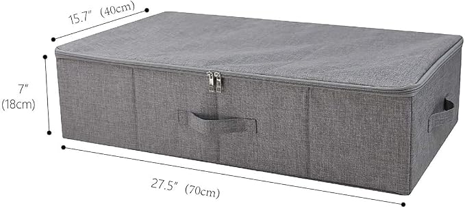 iwill CREATE PRO Folding Washable Rigid Underbed Storage Boxes with Zip Lid for Garment, Clothing, Blankets for Bedroom, College Dormroom, Wardrobe, Shelf Baskets, Pack of 3, Black Gray