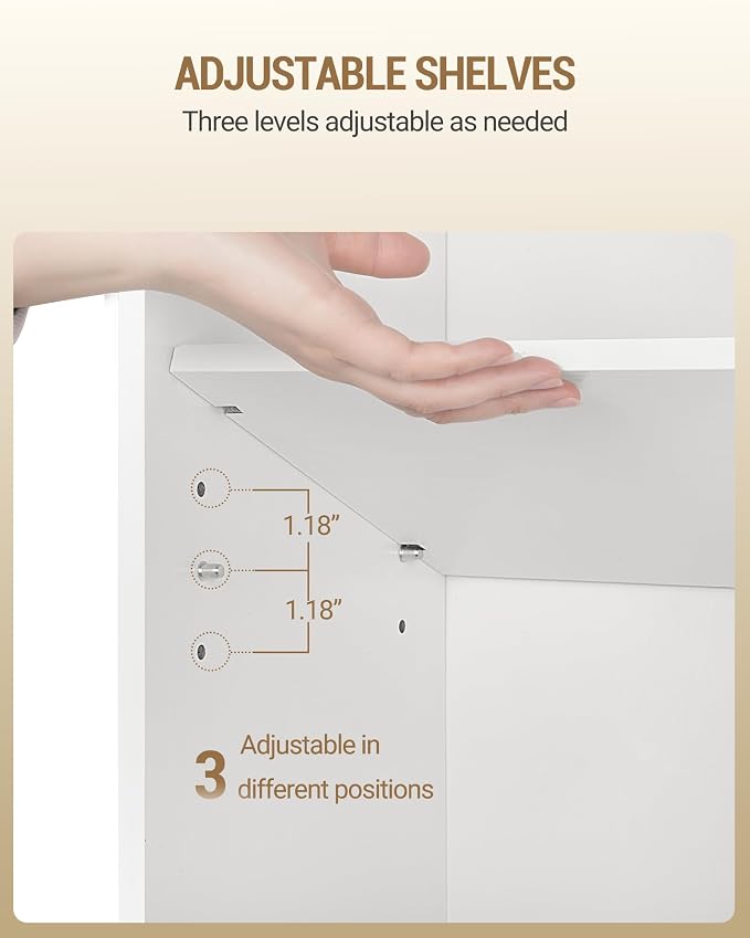Hzuaneri Shoe Storage Cabinet, 10 Tiers Shoe Cabinet with 2 Cloth Drawers, Wooden Freestanding Shoes Organizer with 2 Hooks, 30-35 Pairs, Shoes Cubby Organizer for Entryway, White SR56303MI | Wooden Freestanding Shoes Cabinet with 2 Hooks, 30-35 Pairs,...