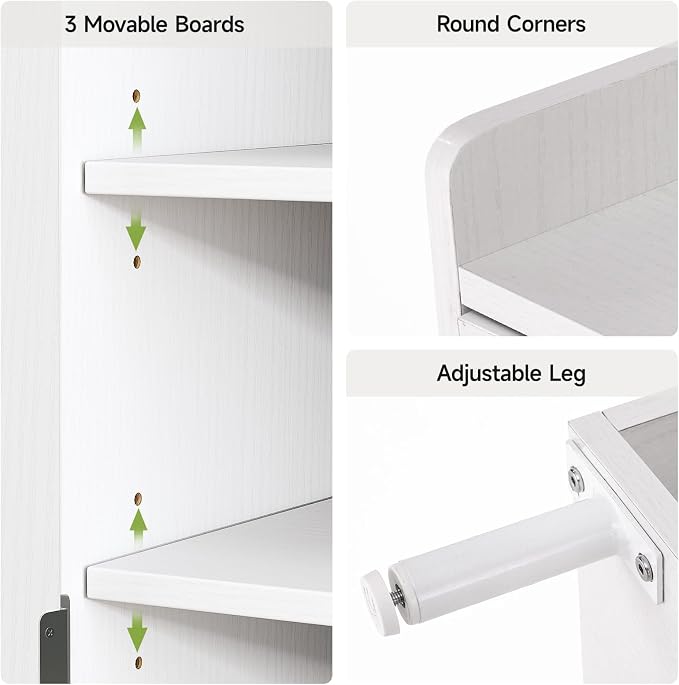 ComfyCorner White 7+1 Tier Farmhouse Shoe Storage Cabinet - 45" Tall Entryway Organizer with Cross Molding Doors, 3 Adjustable Shelves & Metal Legs, Shoe Rack for Front Door Entrance
