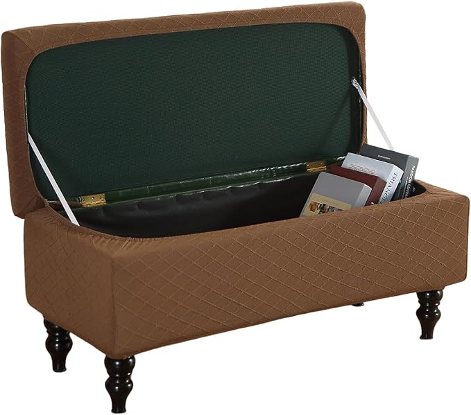 FUANGUI Ottoman Cover Slipcovers Rectangular Folding Stretch | Storage Bench Footrest Sofa Stool Covers Footstool Protector with Elastic Bottom, Removable Washable,Large
