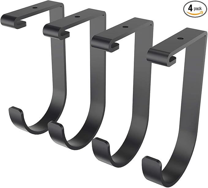 FLEXIMOUNTS 4 Pack Add-On Storage Flat Hooks, Black | Accessory for Garage Ceiling Rack and Wall Shelving, Max Weight Capacity up to 50 lbs