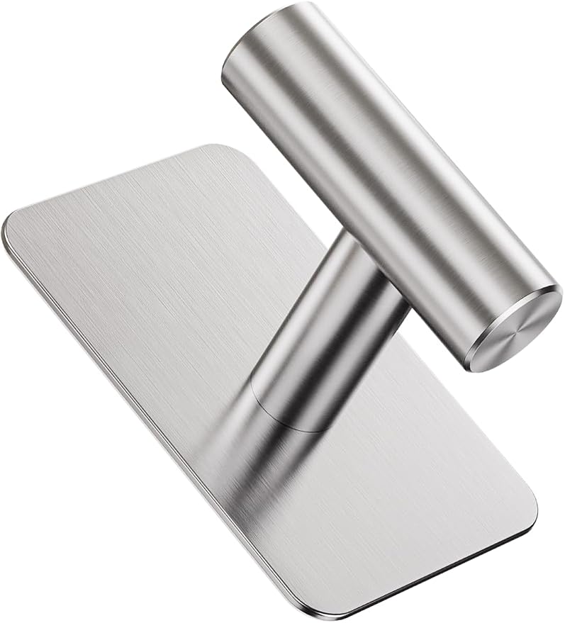Heavy Duty Adhesive Hooks - 26lb Max, Sticky Wall Hooks Waterproof Stainless Steel for Hanging Towel, Coat, Robe, Towel Hooks Stick on Bathroom, Kitchen, Shower, Door (Silver, 4 Pack)