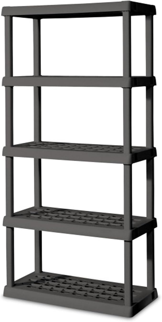 Sterilite 3-Pack 5 Shelf Unit, Heavy-Duty Shelving Storage Rack for Home and Garage, Gray - Multipurpose Plastic Organizer Shelves for Smart Organization
