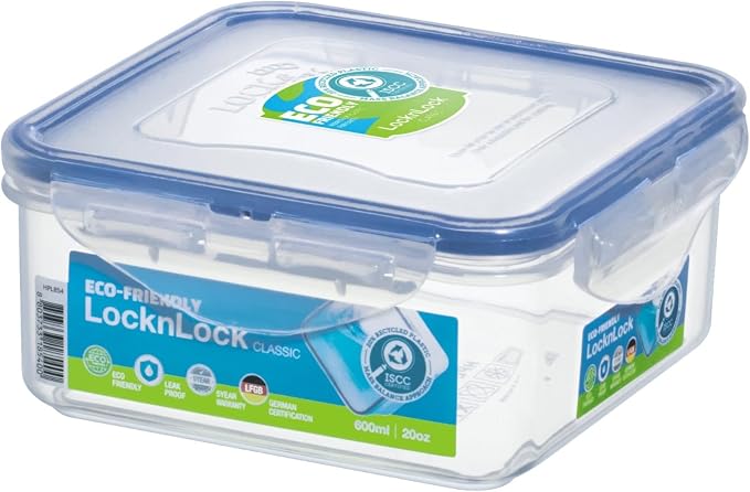 LOCK & LOCK Easy Essentials Food Storage lids/Airtight containers, BPA Free, Square-20 oz-for Coffee, Clear
