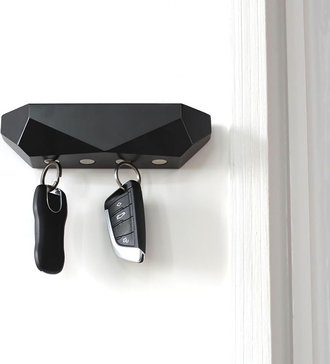Key Holder Wall Mount Magnetic Key Holder Key Rack Key Hanger Key Hooks for Wall, Home Decor, House Decor, Apartment Decor, Living Room (Black)