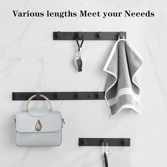 Coat Rack, Heavy Duty Stainless Steel 4 Tri Coat Hook Hanger, Wall Mounted Storage Wall Hooks, Rustic Clothes Hook/Key Hook Rail for Bathroom Kitchen Entryway(4 Hook Grey)