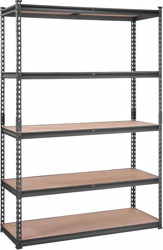 Storage Shelving Unit, 5-Tier Adjustable Metal Storage Shelves, 48" L x 18" W x 72" H Heavy Duty Garage Storage Shelves for Kitchen Pantry Basement Bathroom Laundry