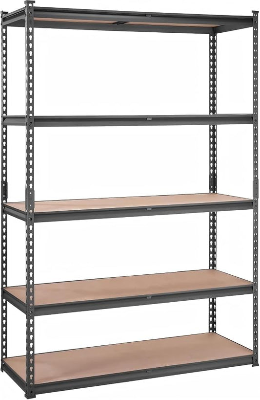 Storage Shelving Unit, 5-Tier Adjustable Metal Storage Shelves, 48" L x 18" W x 72" H Heavy Duty Garage Storage Shelves for Kitchen Pantry Basement Bathroom Laundry
