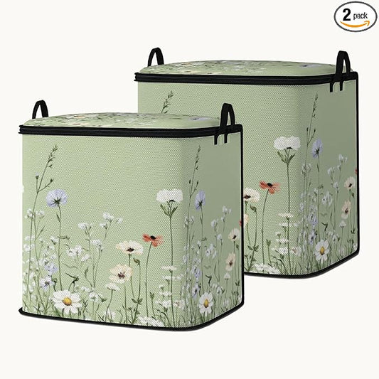 2pcs blanket storage bag for under bed,closet organizers 95L | clothing sweater sheet bedding comforter duvet quilt pillow toy storage bags with lids,dorm room essentials for containers