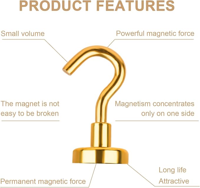 DIYMAG Magnetic Hooks 20pcs 30lbs Cruise Essentials 2026 Magnet Hook Yellow | Neodymium Heavy Duty Strong Magnets Hanging Ship Cabins Refrigerator Fridge Classroom Beach Vacation Kitchen Grills Home Tool