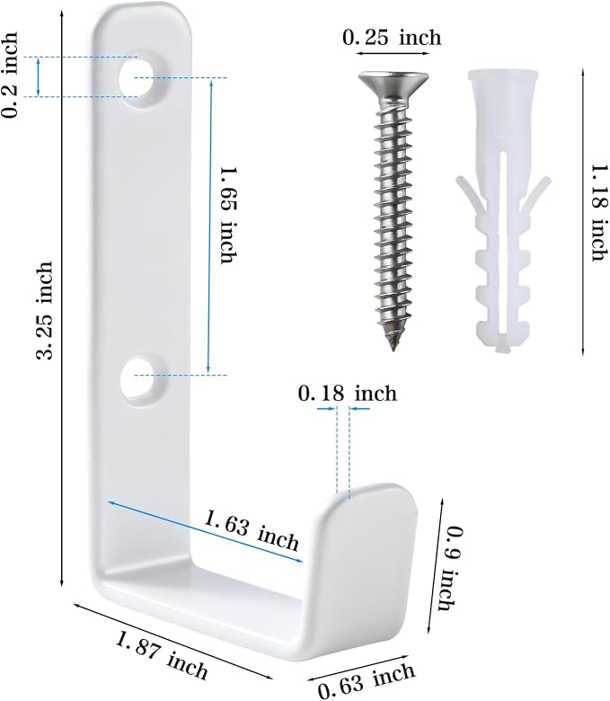 Heavy Duty Hooks, Stainless Steel Hooks for Hanging, Wall Mount Hook, Coat Hook, Wall Hooks Towel Hook Garage Holder Screw Hanger, Utility Hooks, 6 Pack (White)