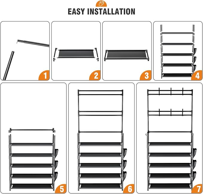 Shoe Rack 5 Tier Shoe Organizer Storage 15-20 Pairs for Closet Entrance | Stackable & Detachable Shelf with Hooks and Side Pocket Entryway Shoe Holder Space Saving Closet Organizers and Storage