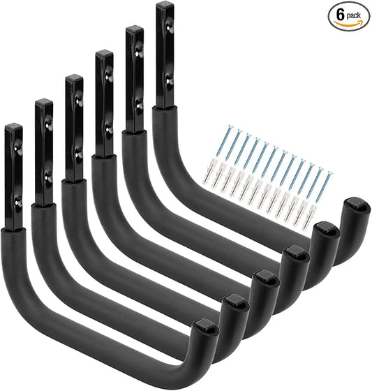 Heavy Duty Garage Storage Hooks, 12.4 Inch Ladder Storage Hanger, Wall Mount Utility Hook for Outdoor Indoor Organizer Folding Chairs, Bike, Tools, Water Pipes