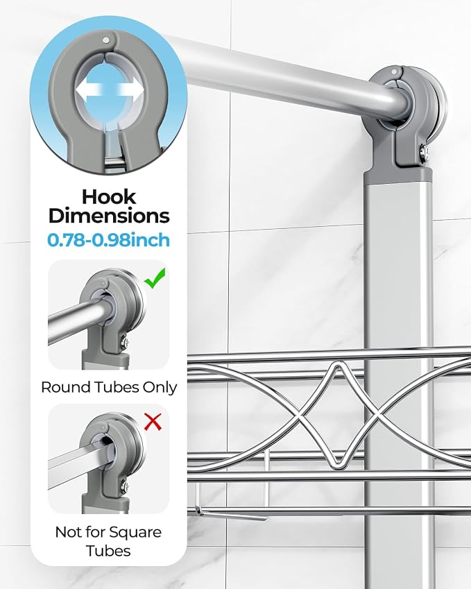 ODesign 2 Tier Aluminum Shower Caddy Rustproof Hanging Adjustable Silver | Shower organizer hanging,no drilling required,comes with removable hook and storage box, suitable for indoor showers