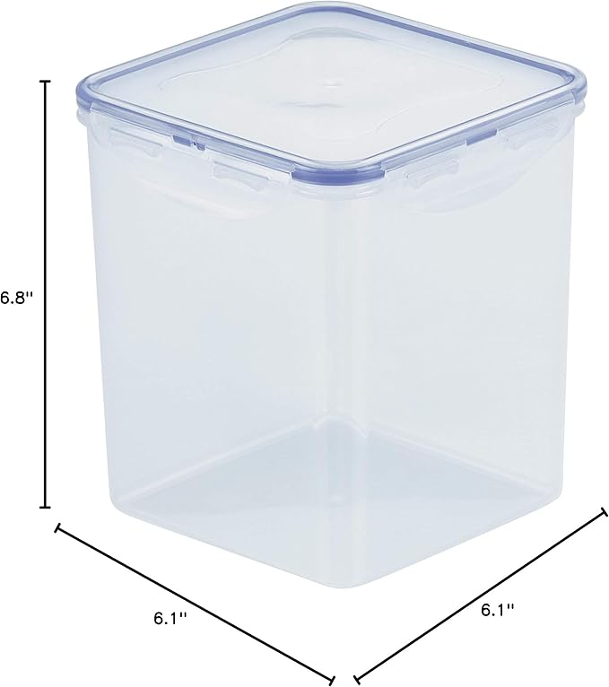 LOCK & LOCK Easy Essentials Pantry Food storage containers with lids/Pantry storage/Airtight containers, BPA free - Square - 11 cup - Great for Sugar, Clear, Square - 88 Ounce (Pack of 2)