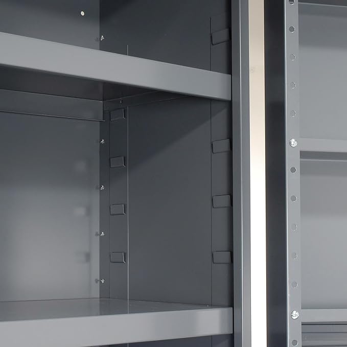 Global Industrial Storage Cabinet, Interior Shelving and Deep Pocket Door | 38"W x 24"D x 72"H, Gray, For Tool and Parts Storage, Assembly Required