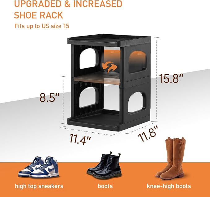 5 Tiers Vertical Shoe Rack for Closet Narrow Shoe Holder Storage Organizer, Plastic Free Standing Shoe Rack Shelf for Entryway Stackable Stability DIY, Black