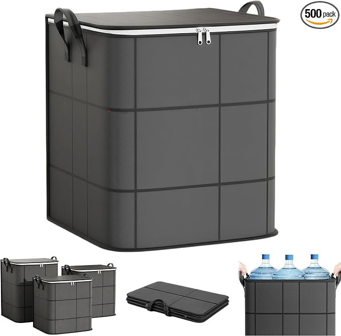 2027 New Thickened XXL Foldable Storage Bag With Reinforced Handles，L*1 | Large Capacity Zippered Fabric Organizer for Bedding & Clothes, Foldable Blanket Bag with Reinforced Handles