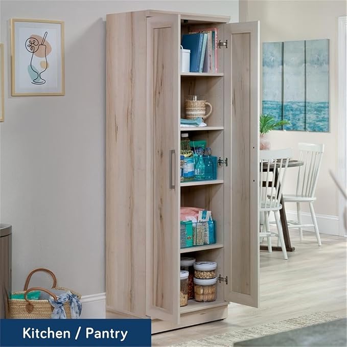 Sauder HomePlus Two Door Storage Cabinet/Pantry Cabinet, Pacific Maple Finish | Two Door