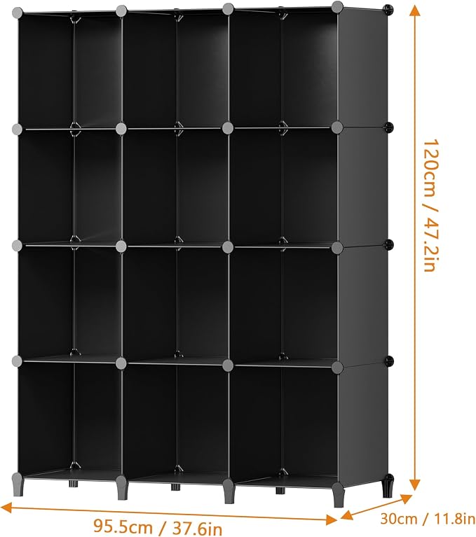 HOMIDEC Closet Organizers and Storage, 12 Cube Storage Organizer, Black | Portable Closet Organization Clothes Shelves Clothing Storage for Kids, Closet, Bedroom, Bathroom, Office