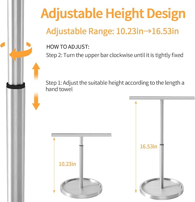 STWWO Hand Towel Holder Stand, T-Shape Countertop Hand Towel Stand for Bathroom Kitchen, Adjustable Hand Towel Holder, Gold