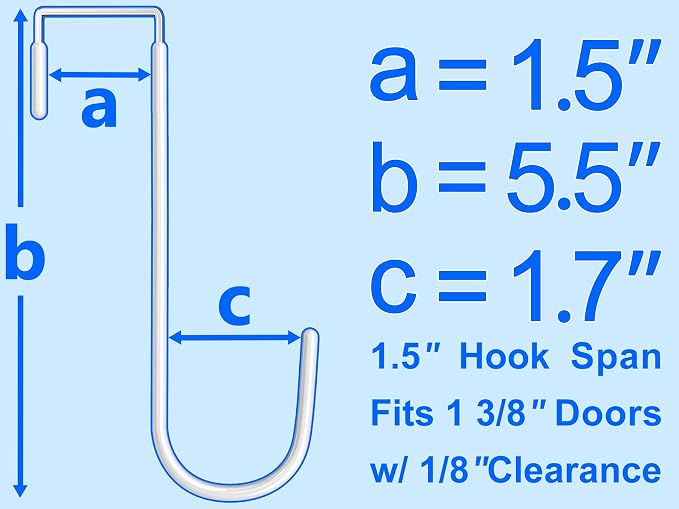 Single Over Door Steel Hooks 10 Pack Fit 1-3/8" Door 5.5" White | Plastic Coated Rubber Feel Towel Rack Robe Coat Shoe Wreath Hanger No Damage No Scratch for Bathroom Heavy Duty Thin Top