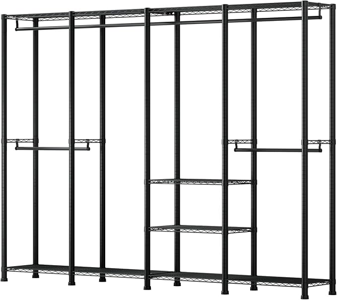 VEVOR Clothing Garment Rack, Heavy Duty Closet Wardrobe, Adjustable Tiers Clothes Racks with Steel Frame, for Bedroom, Clothing Store, Hallway