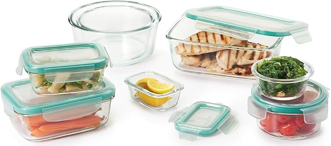 OXO Glass Food Storage Container, Rectangle, 1.6 Cup | Smart Seal | Leakproof | Pack of 2
