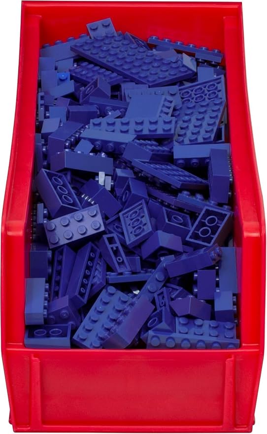 Akro-Mils 30234 AkroBins Plastic Storage Bins, 15"x5"x5", Red, 12-Pack | Space-Saving Stackable Bins for Garage, Pantry, Craft Organization