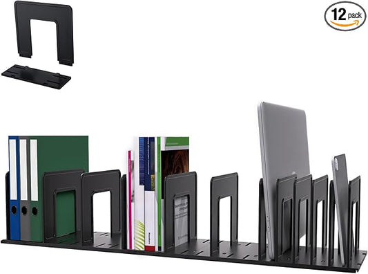 Adjustable Vertical File Sorter Sturdy Plastic Expandable Upright File Holder, Desktop Binder Organizer, School Office File Organizer Bookshelf Divider, Assemble Easily Endlessly, Black