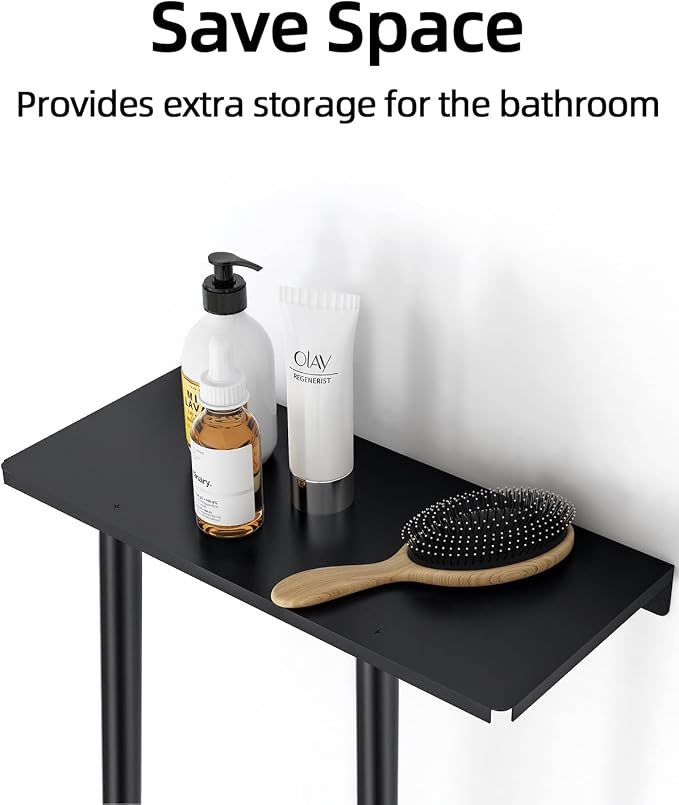 STWWO Towel Racks for Bathroom, Bathroom Towel Storage Wall Mounted 30 inch with Shelf Can Holds 6 Large Towels, Wall Towel Rack for Rolled Towels, Black