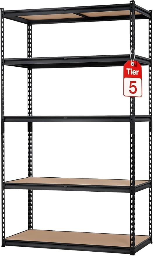 Storage Shelving Unit, 5-Tier Adjustable Metal Storage Shelves, 30" L x 12" W x 60" H Heavy Duty Garage Storage Shelves for Kitchen Pantry Basement Bathroom Laundry