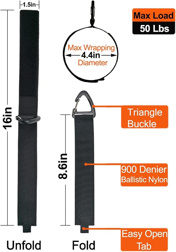 ZTSXLLIM Extension Cord Holder Organizer, Garage Organization and Storage | 4 Pack,16-Inch Extension Cord Wrap Strap, Extension Cord Hanger with Carabiner, Holds Up to 50 lbs, electrical cord organizer