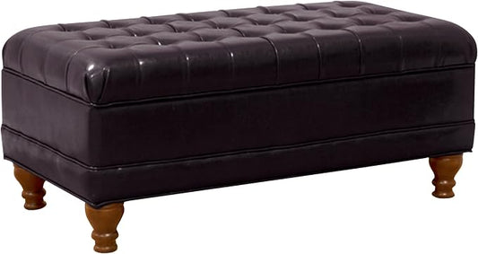HomePop Deluxe Tufted Storage Bench with Hinged Lid, Espresso