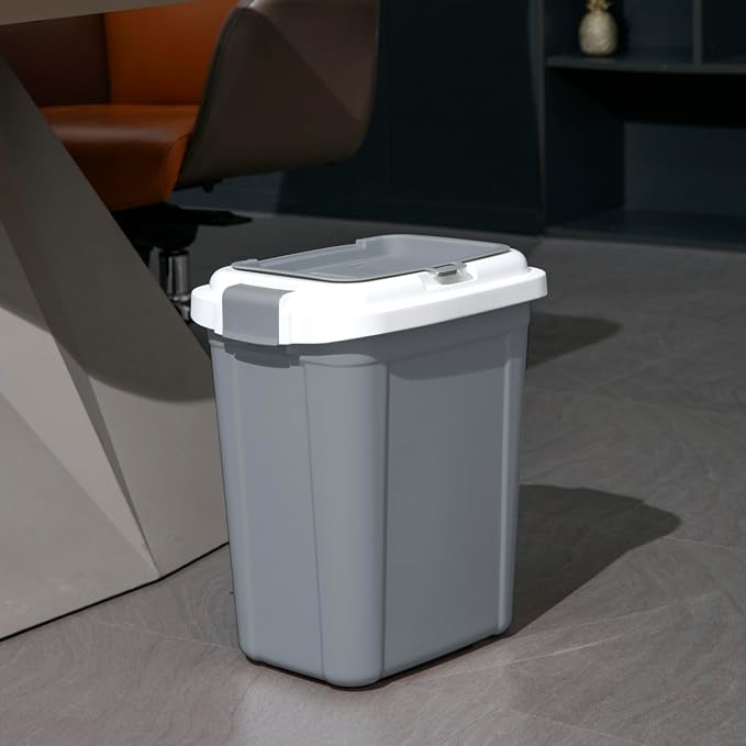 Ashfield & Harkness Airtight Pet Food Grey Storage Container, 23 Qt | Holds 20 lbs of dry food - BPA-free HDPE plastic - silicone airtight seal - scoop included - slim design